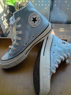 Converse All Star High Top Light Blue Canvas Sneakers